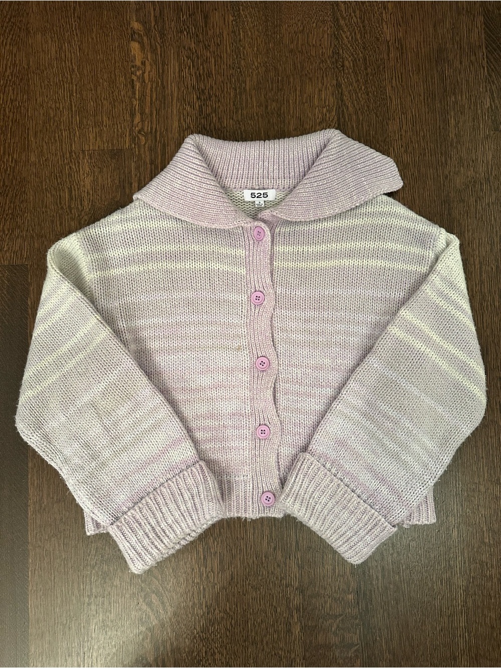 525 America Pastel Lilac Striped Button-Up Cardigan